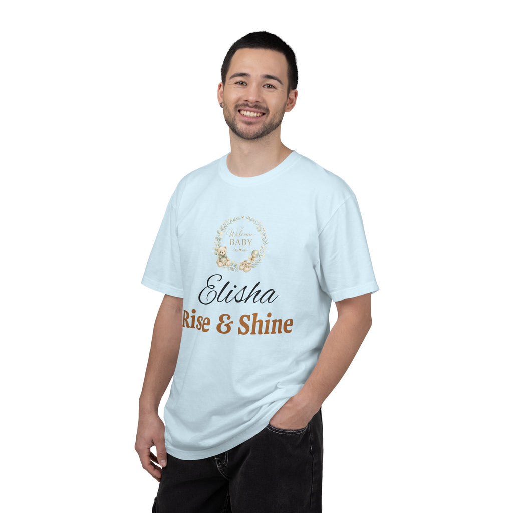 Personalized 'Rise & Shine' T-Shirt — Custom Name Floral Monogram Tee
