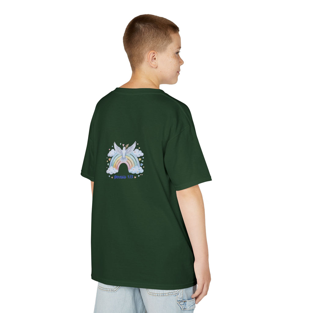 Christian Kids T-Shirt — "God Keeps His Promises" Rainbow Dove Tee | Psalm 145:13