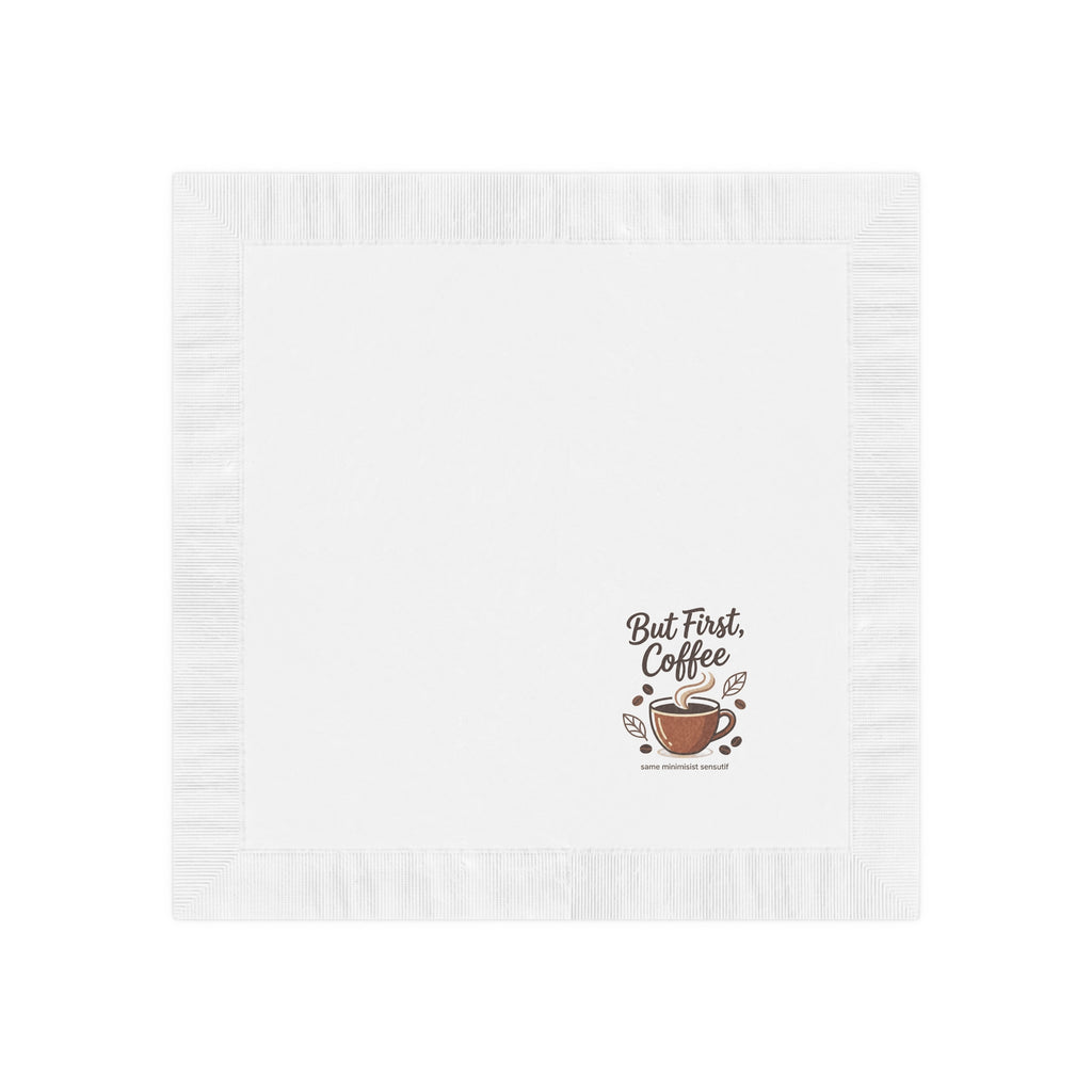 But First Coffee Napkins — Paper Cocktail Napkins with Coffee Cup Design