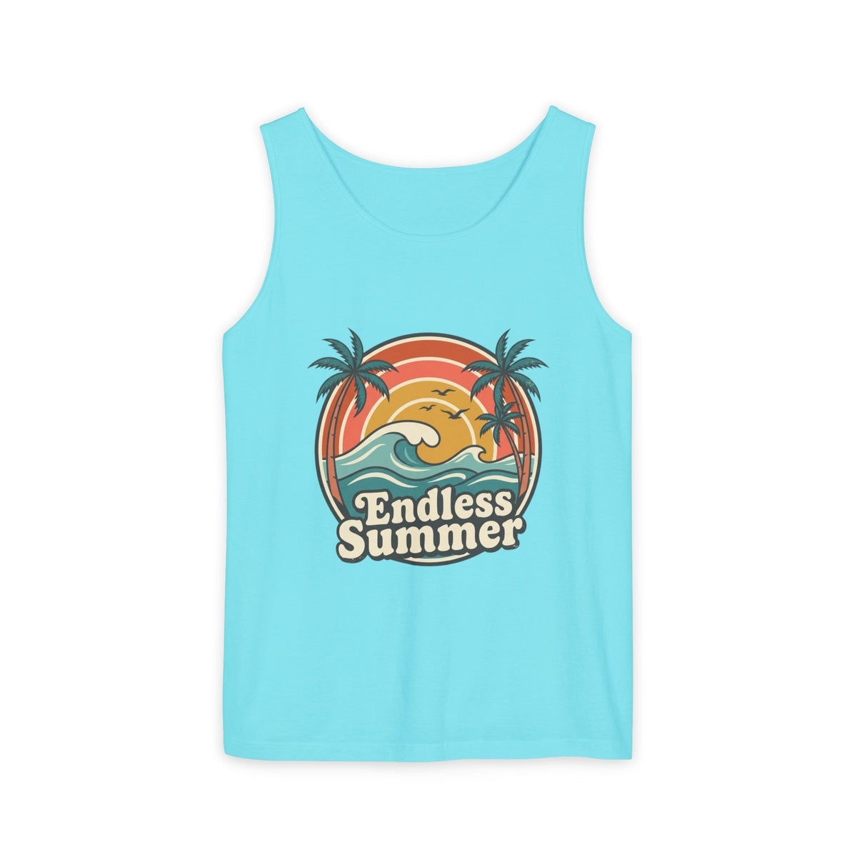 Endless Summer Tank Top — Retro Beach Palm Tree Surf Graphic