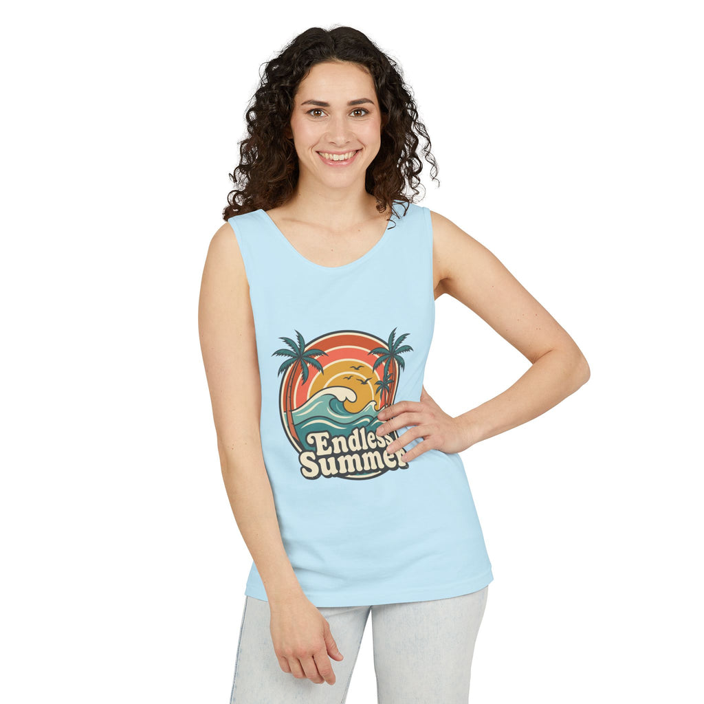 Endless Summer Tank Top — Retro Beach Palm Tree Surf Graphic